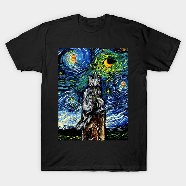 Norwegian Forest Cat Night T-Shirt by sagittariusgallery